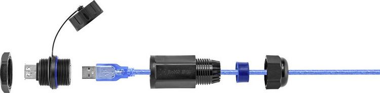 Produktbild: Renkforce USB 2.0 Kabel [1x USB 2.0 Buchse A - 1x USB 2.0 Buchse A] 1.00m mit Schutzkappe