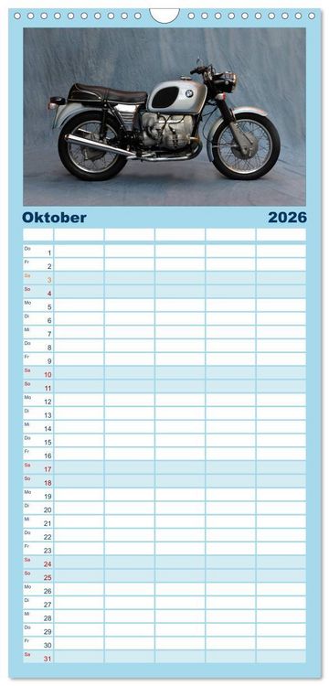 Produktbild: Familienplaner 2026 - Deutsche Motorrad Oldtimer mit 5 Spalten (Wandkalender, 21 x 45 cm) CALVENDO