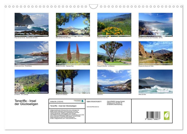 Produktbild: Teneriffa - Insel der Gl&uuml;ckseligen (Wandkalender 2026 DIN A3 quer), CALVENDO Monatskalender