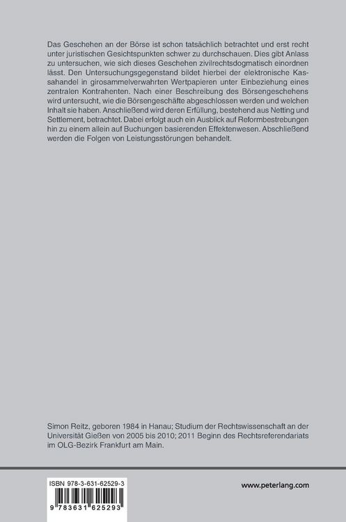 Produktbild: B&ouml;rsengesch&auml;fte, &Uuml;bertragung von Wertpapieren und Leistungsst&ouml;rungen