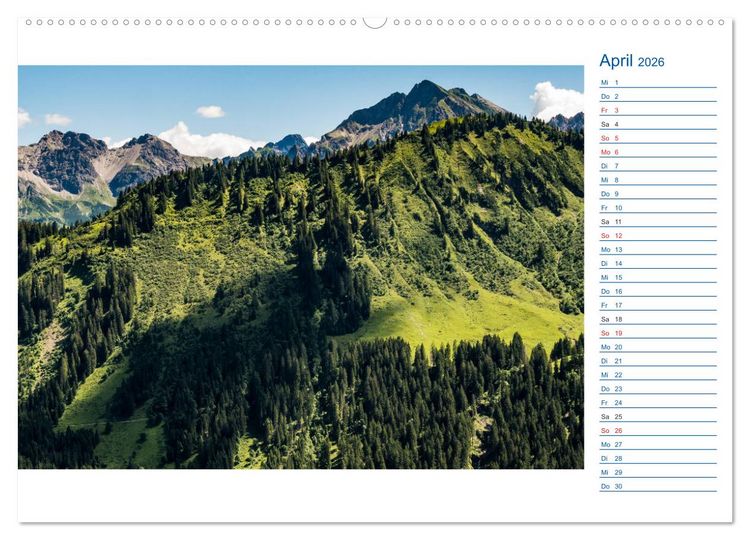 Produktbild: Region Oberstdorf - Kleinwalsertal und Nebelhorn (hochwertiger Premium Wandkalender 2026 DIN A2 quer), Kunstdruck in Hochglanz