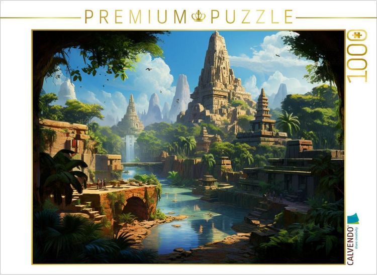 Produktbild: CALVENDO Puzzle Fantasievolle Pyramidenstadt in S&uuml;damerika - Maya Inka | 1000 Teile Lege-Gr&ouml;&szlig;e 64x48cm Foto-Puzzle f&uuml;r gl&uuml;ckliche Stunden