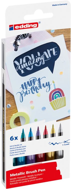 Produktbild: edding 1340 metallic Pinselstift 6er Set