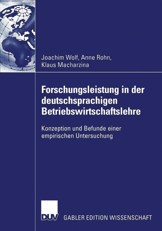 Produktbild: Forschungsleistung in der deutschsprachigen Betriebswirtschaftslehre