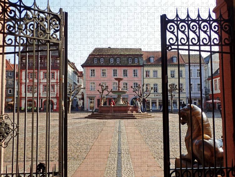 Produktbild: CALVENDO Puzzle Blick &uuml;ber den Marktplatz in Neustadt an der Weinstra&szlig;e | 1000 Teile Lege-Gr&ouml;&szlig;e 64x48cm Foto-Puzzle f&uuml;r gl&uuml;ckliche Stunden