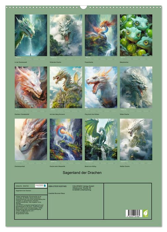 Produktbild: Sagenland der Drachen (Wandkalender 2026 DIN A2 hoch), CALVENDO Monatskalender