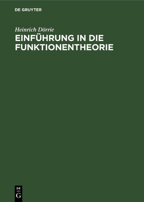 Produktbild: Einf&uuml;hrung in die Funktionentheorie