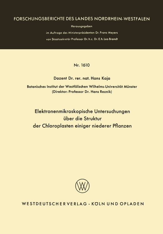 Produktbild: Elektronenmikroskopische Untersuchungen &uuml;ber die Struktur der Chloroplasten einiger niederer Pflanzen