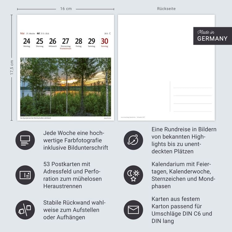 Produktbild: Schweden Sehnsuchtskalender 2027 - Wochenkalender mit 53 Postkarten