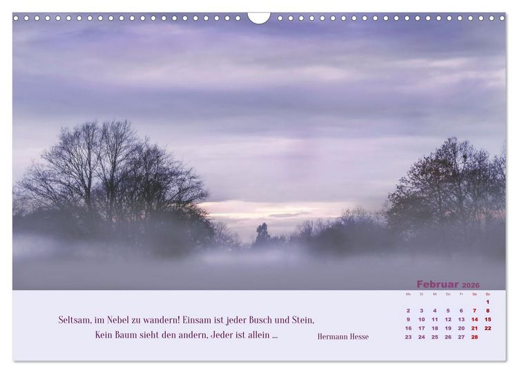 Produktbild: Nebelfarben. Ein poetischer Spaziergang (Wandkalender 2026 DIN A3 quer), CALVENDO Monatskalender