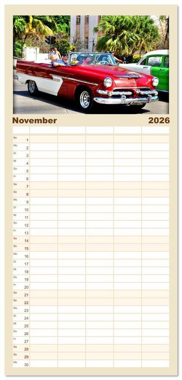 Produktbild: Familienplaner 2026 - DODGE '55 mit 5 Spalten (Wandkalender, 21 x 45 cm) CALVENDO