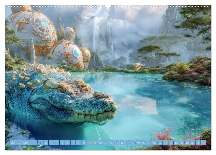 Produktbild: Fantasiekreaturen am Wasser - Biomorphe Landschaften (Wandkalender 2026 DIN A2 quer), CALVENDO Monatskalender