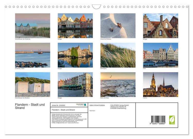 Produktbild: Flandern - Stadt und Strand (Wandkalender 2026 DIN A3 quer), CALVENDO Monatskalender