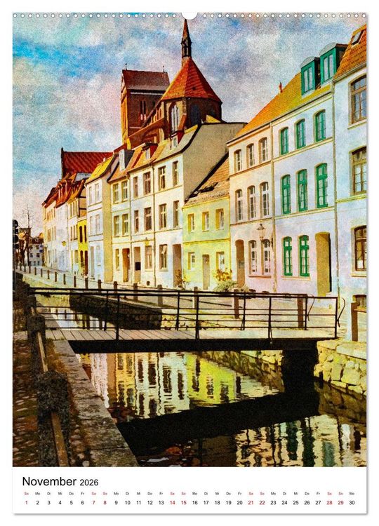 Produktbild: Hansestadt Wismar - Aquarellansichten der Perle des Nordens (Wandkalender 2026 DIN A2 hoch), CALVENDO Monatskalender