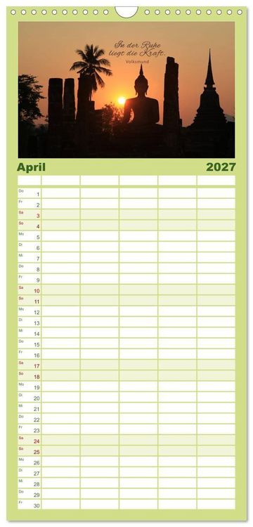 Produktbild: Familienplaner 2027 - Ruhe und Gelassenheit 2027 mit 5 Spalten (Wandkalender, 21 x 45 cm) CALVENDO