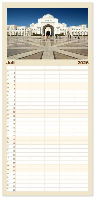 Produktbild: Familienplaner 2026 - Abu Dhabi, eine Stadt der Zukunft. mit 5 Spalten (Wandkalender, 21 x 45 cm) CALVENDO