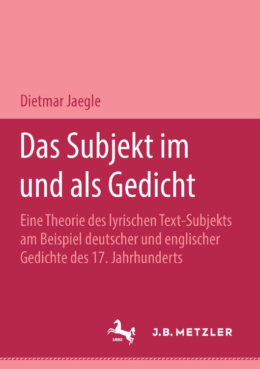 Produktbild: Das Subjekt im und als Gedicht