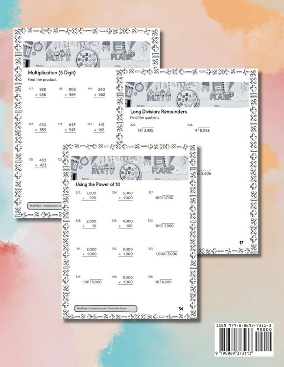 Produktbild: Multiplication and Division Math Workbook 4th Grade