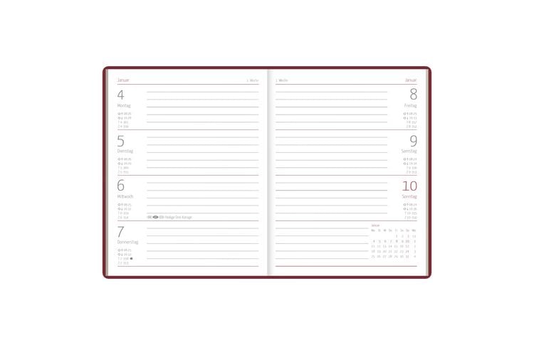 Produktbild: Taschenkalender bordeaux 1W/2S 2027