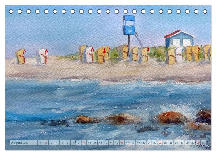 Produktbild: Heiligenhafen in Aquarell (Tischkalender 2026 DIN A5 quer), CALVENDO Monatskalender