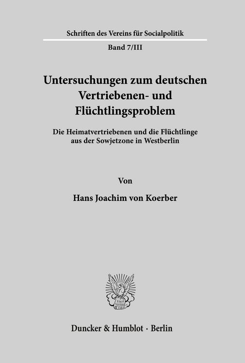 Produktbild: Untersuchungen zum deutschen Vertriebenen- und Fl&uuml;chtlingsproblem.