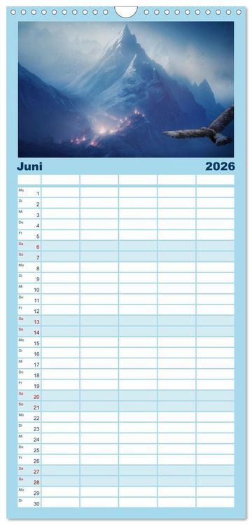 Produktbild: Familienplaner 2026 - Tr&auml;umereien in Blau mit 5 Spalten (Wandkalender, 21 x 45 cm) CALVENDO