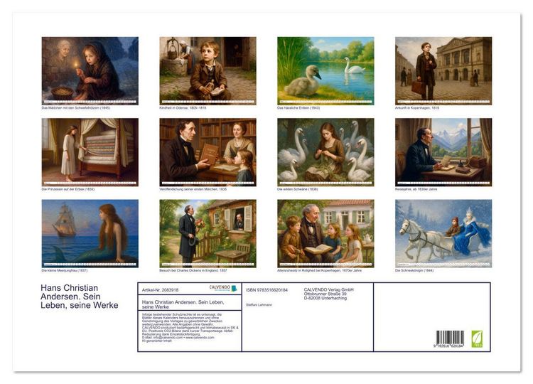 Produktbild: Hans Christian Andersen. Sein Leben, seine Werke (Wandkalender 2026 DIN A2 quer), CALVENDO Monatskalender