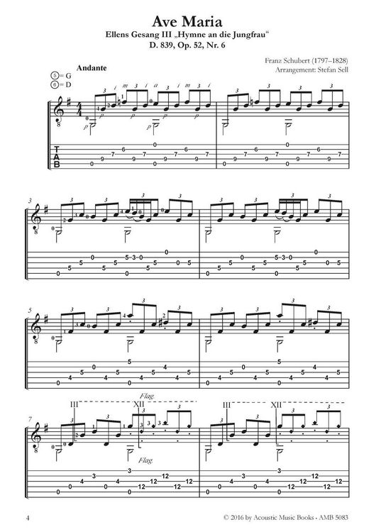 Produktbild: Franz Schuberts Ave Maria f&uuml;r Gitarre arrangiert von Stefan Sell