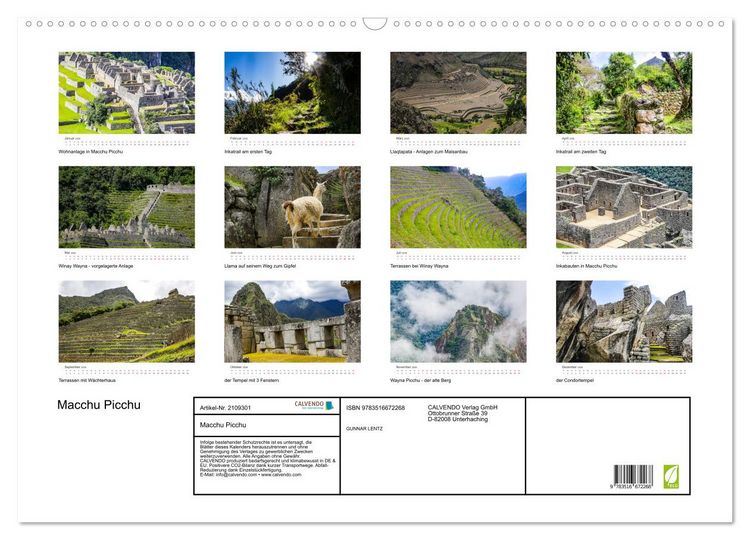 Produktbild: Macchu Picchu (Wandkalender 2026 DIN A2 quer), CALVENDO Monatskalender