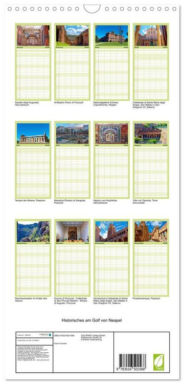 Produktbild: Familienplaner 2026 - Historisches am Golf von Neapel mit 5 Spalten (Wandkalender, 21 x 45 cm) CALVENDO