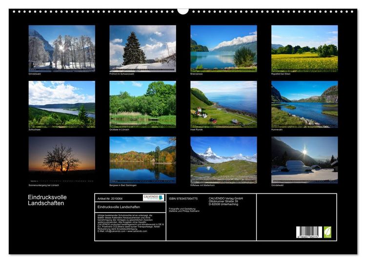 Produktbild: Eindrucksvolle Landschaften (Wandkalender 2026 DIN A2 quer), CALVENDO Monatskalender