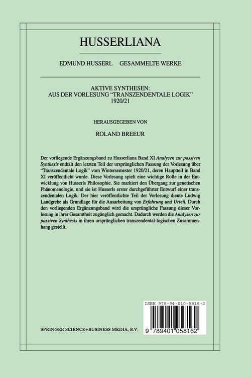 Produktbild: Aktive Synthesen: Aus der Vorlesung "Transzendentale Logik" 1920/21