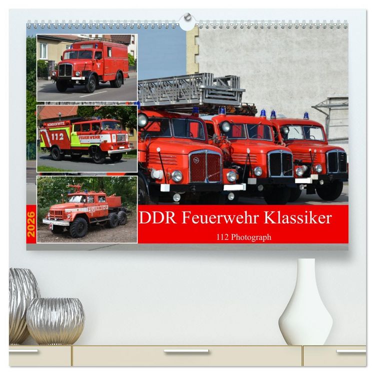 Produktbild: DDR Feuerwehr Klassiker (hochwertiger Premium Wandkalender 2026 DIN A2 quer), Kunstdruck in Hochglanz