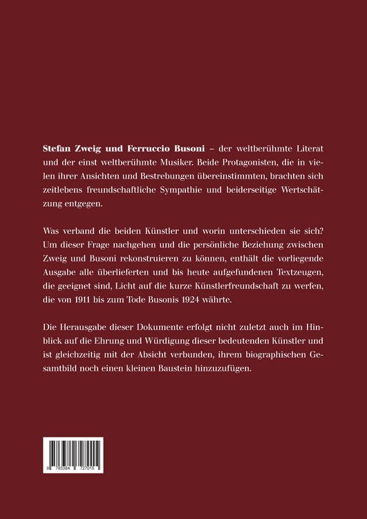 Produktbild: Stefan Zweig und Ferruccio Busoni &ndash; Zeugnisse einer Freundschaft