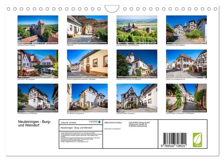 Produktbild: Neuleiningen - Burg- und Weindorf (Wandkalender 2026 DIN A4 quer), CALVENDO Monatskalender