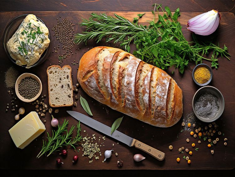 Produktbild: CALVENDO Puzzle Leckeres Brot mit Kr&auml;utern | 1000 Teile Lege-Gr&ouml;&szlig;e 64x48cm Foto-Puzzle f&uuml;r gl&uuml;ckliche Stunden