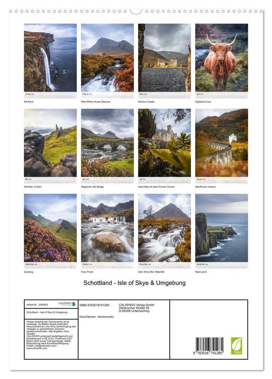 Produktbild: Schottland - Isle of Skye & Umgebung (hochwertiger Premium Wandkalender 2026 DIN A2 hoch), Kunstdruck in Hochglanz