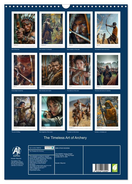 Produktbild: The Timeless Art of Archery (Wall Calendar 2026 DIN A3 portrait), CALVENDO 12 Month Wall Calendar