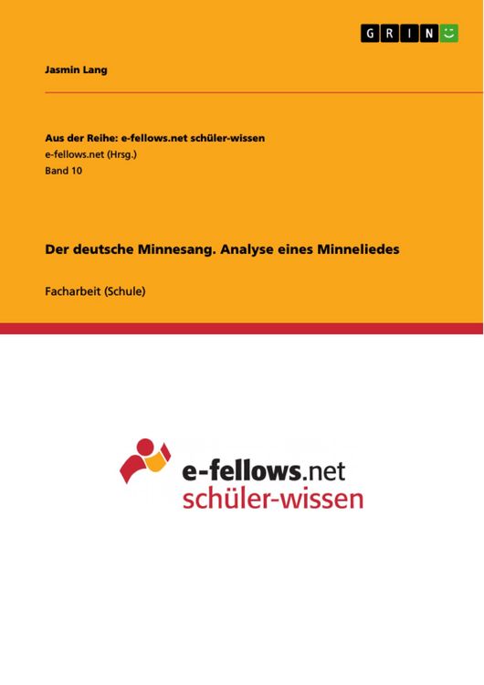Produktbild: Der deutsche Minnesang. Analyse eines Minneliedes