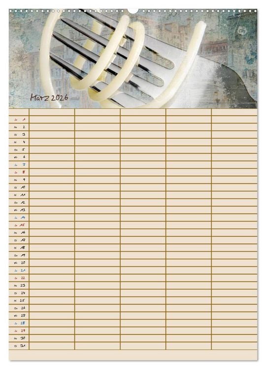 Produktbild: Italienische K&uuml;che mit Familienplaner (hochwertiger Premium Wandkalender 2026 DIN A2 hoch), Kunstdruck in Hochglanz