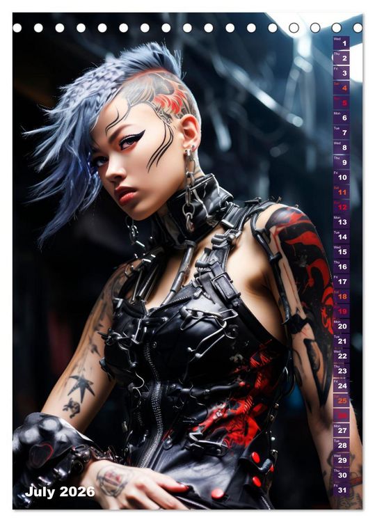 Produktbild: ROCK LADIES Cyber, goth, punk and more (Desk Calendar 2026 DIN A5 portrait), CALVENDO 12 Month DeskCalendar