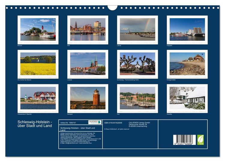 Produktbild: Schleswig-Holstein - &uuml;ber Stadt und Land (Wandkalender 2026 DIN A3 quer), CALVENDO Monatskalender