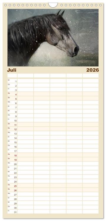 Produktbild: Familienplaner 2026 - Pferde zum Tr&auml;umen mit 5 Spalten (Wandkalender, 21 x 45 cm) CALVENDO