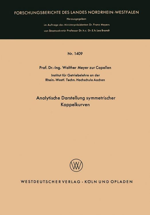 Produktbild: Analytische Darstellung symmetrischer Koppelkurven