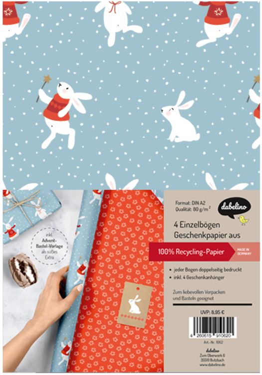 Produktbild: Geschenkpapier Set Weihnachten: Schneehase (f&uuml;r Kinder)