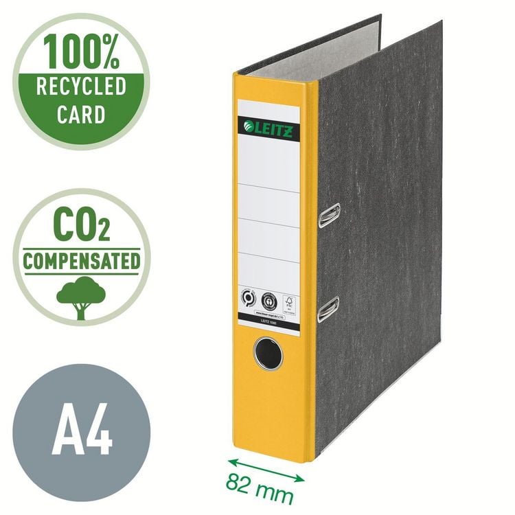 Produktbild: Leitz Ordner 1080 DIN A4 R&uuml;ckenbreite: 80mm Gelb Wolkenmarmor 2 B&uuml;gel 10805015
