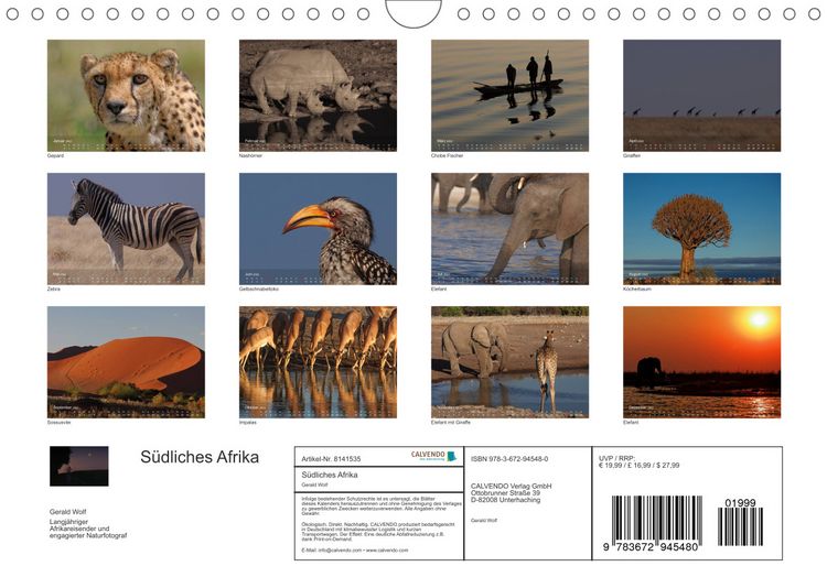Produktbild: S&uuml;dliches Afrika (Wandkalender 2022 DIN A4 quer)