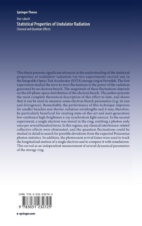 Produktbild: Statistical Properties of Undulator Radiation