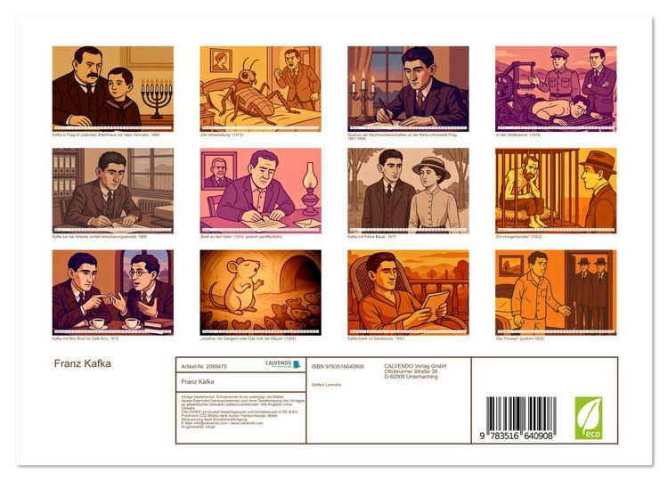 Produktbild: Franz Kafka (Wandkalender 2026 DIN A4 quer), CALVENDO Monatskalender