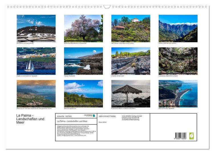 Produktbild: La Palma - Landschaften und Meer (Wandkalender 2026 DIN A2 quer), CALVENDO Monatskalender